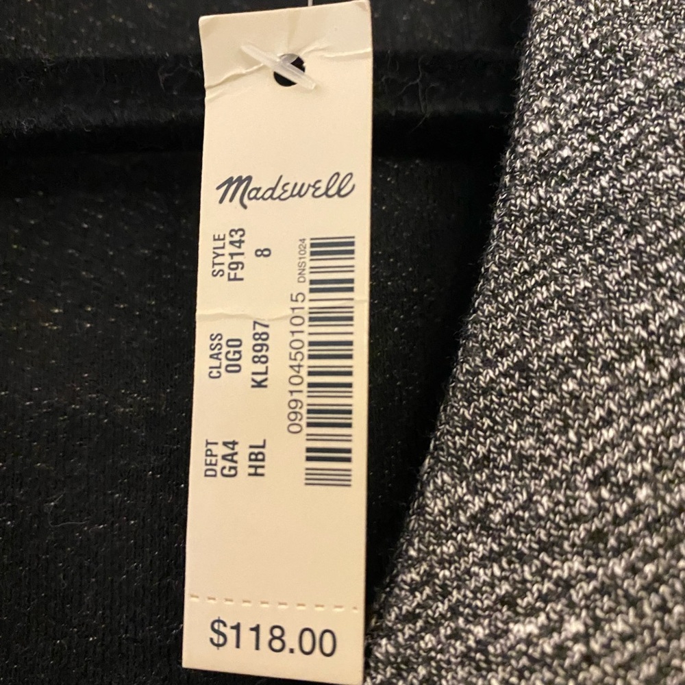 NWT madewell brand dress. Size 8- grey, black and white pattern - Picture 6 of 6